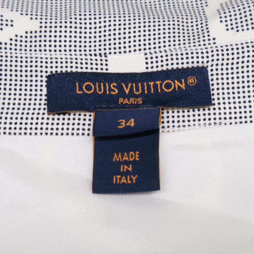Louis Vuitton [Excellent Condition/Domestically Authorized] RW231W RV6 FOBL08 Inverted Monogram Masculine Long Sleeve Shirt/ Tops 34 Gray / whiteUsed