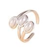 18K Gold Plated Geometric Faux Pearl Open Ring: Versatile Fairy Style Stainless Steel Jewelry for Women
