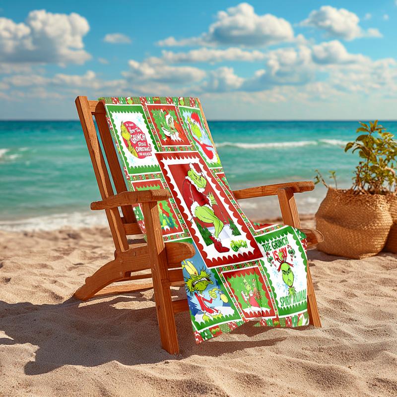 Christmas Gift Oscar Comedy Movie How the Grinch Stole Christmas soft beach towel outdoor camping vacation swinging beach scarf decorative blanket B11