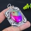Natürlicher Regenbogen Sonnenquarz Handgefertigter 925 Sterlingsilber Anhänger 2,48" p0F28