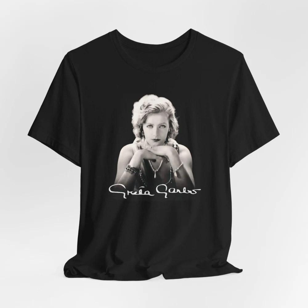 Greta Garbo Portrait Black T-Shirt Vintage Hollywood Unisex Tee - T820