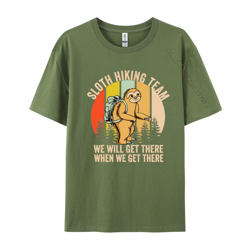 Retro Sloth Hiking Team Well Get There TShirt Men Rife Normal Tops Tees Cotton T Shirts Gift For Mom