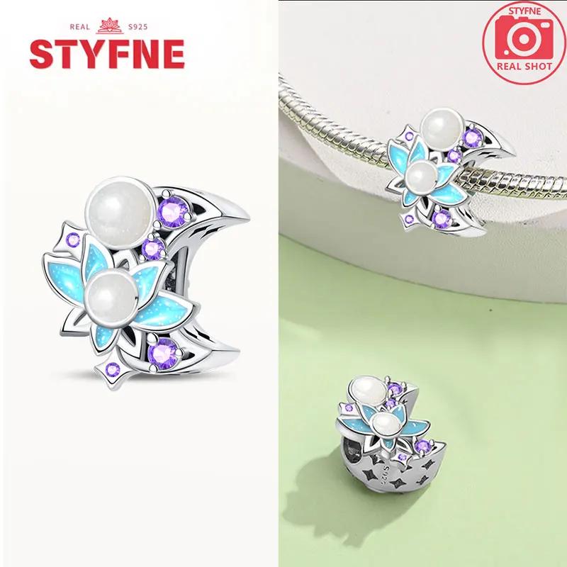 Silver 925 Colored Zircon Heart-shaped Pendant Beads Charm Fit Bracelet Jewelry Making Fine Gift for Women