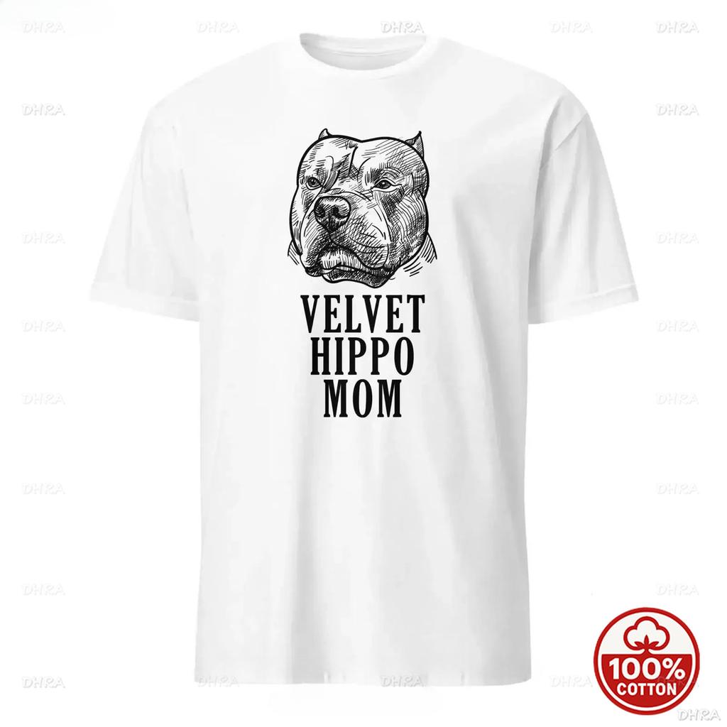 Velvet Hippo Mom Pitbull Dog Owner American Bully Unisex T Shirt Lover Vintage Washed Soft Graphic Versatile Designer Clothes