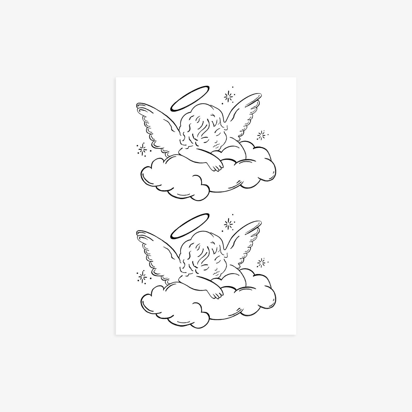 Tattoo Stickers Niche Sleeping Angel Tattoo Stickers Disposable Temporary Tattoo Stickers 7*10