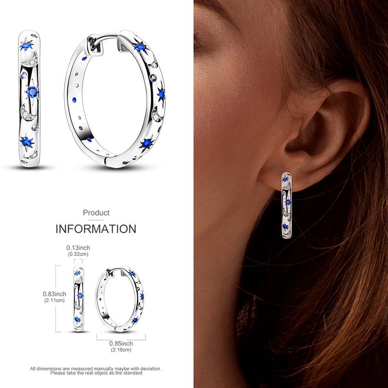 Boucles d'Oreilles Créoles en Argent 925 Zircon Coloré Boucles d'Oreilles Créoles Pavées Pour Femmes Filles Bijoux Cadeau