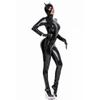 Long Sleeve Zip Open Crotch Bodysuit Women Shiny PU Faux Sexy Look Suit Leather Jumpsuits Latex Catsuit Wet Clubwear