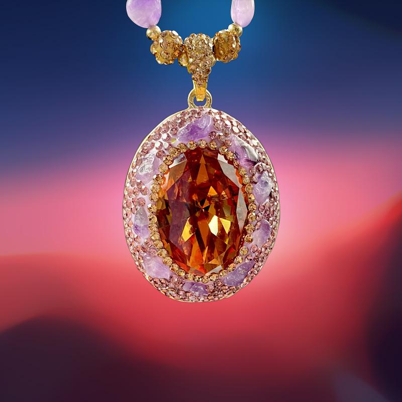 Small Group Personality Full of Inlaid Necklaces Necklaces Sweaters Purple Necklace Accessories