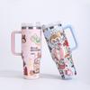 Cartoon 40oz Car Cup Creative Stainless Steel Thermos Cup Cute Large Capacity Straw Car Cup