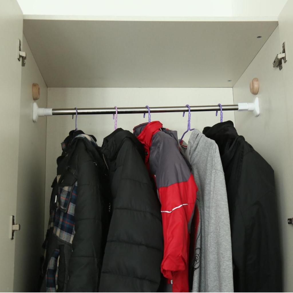 Stainless Steel Telescopic Rod for Curtains, Clothes Drying, Bathroom Shower, and Door Support.