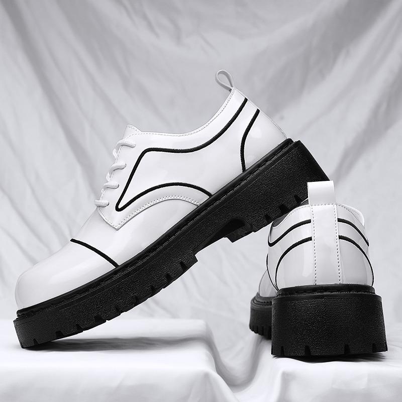 Hot Sale Cheap Black Shoes for Men Fashion Glitter Leather Casual Shoes Men Comortable Lace-up Platform Shoes Zapatos De Hombre