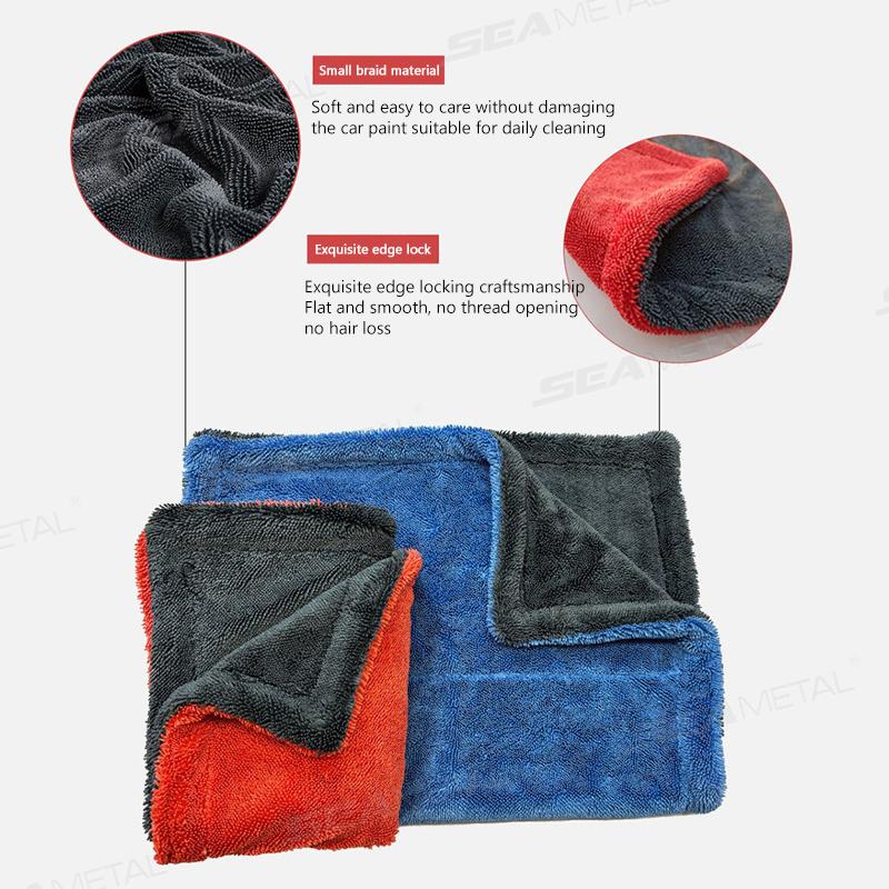 SEAMETAL 1200GSM Car Cleaning Towel Heavy Duty Thicken High-Absorbent Drying Cloth Ultra-Soft Scratch Free Car Detailing Towel