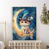 5d DIY Diamond Painting Cross Stitch Cartoon Animal Moon Cat Diamond Embroidery Mosaic Full Round Drill Home Decor