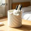 Pen Holder Organizer 3D Printed Holder, Cat Shape Large Capacity Hollow Barrel Desk for Gel Pens Pencils Makeup Brushes, Cute Girlish Decor