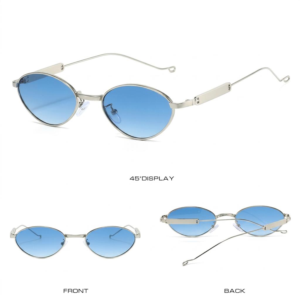 Oval Retro Sunglasses Lightweight Small Frame Metal Sun glasses Metal Frame Eyeglasses Water-Resistant Fashion Outfit Cycling