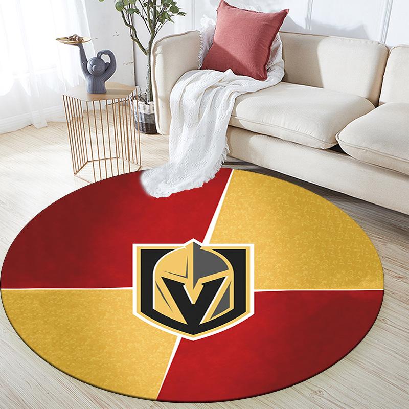 Vegas Golden Knights Runder Teppich, Teppich für Wohnzimmer Schlafzimmer Sofa Spielzimmer Dekor, Rutschfeste Bodenmatte