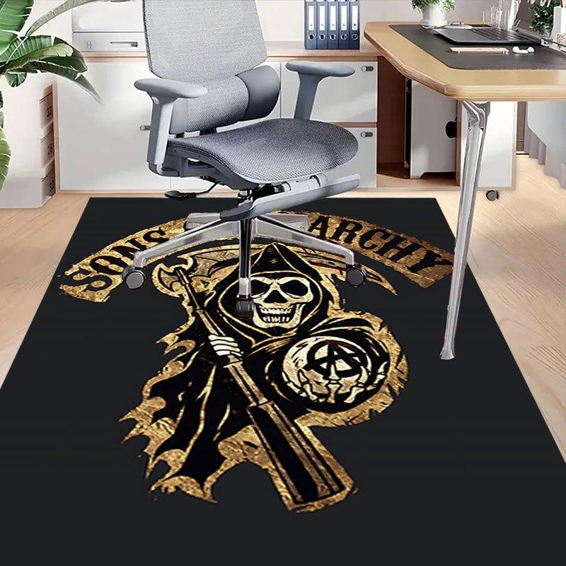 1pc Sons of Anarchy Themed Office Carpet Chair Mats - Durable Polyester Rug for Home Theater, Office, Dorm Room Decor - tA71