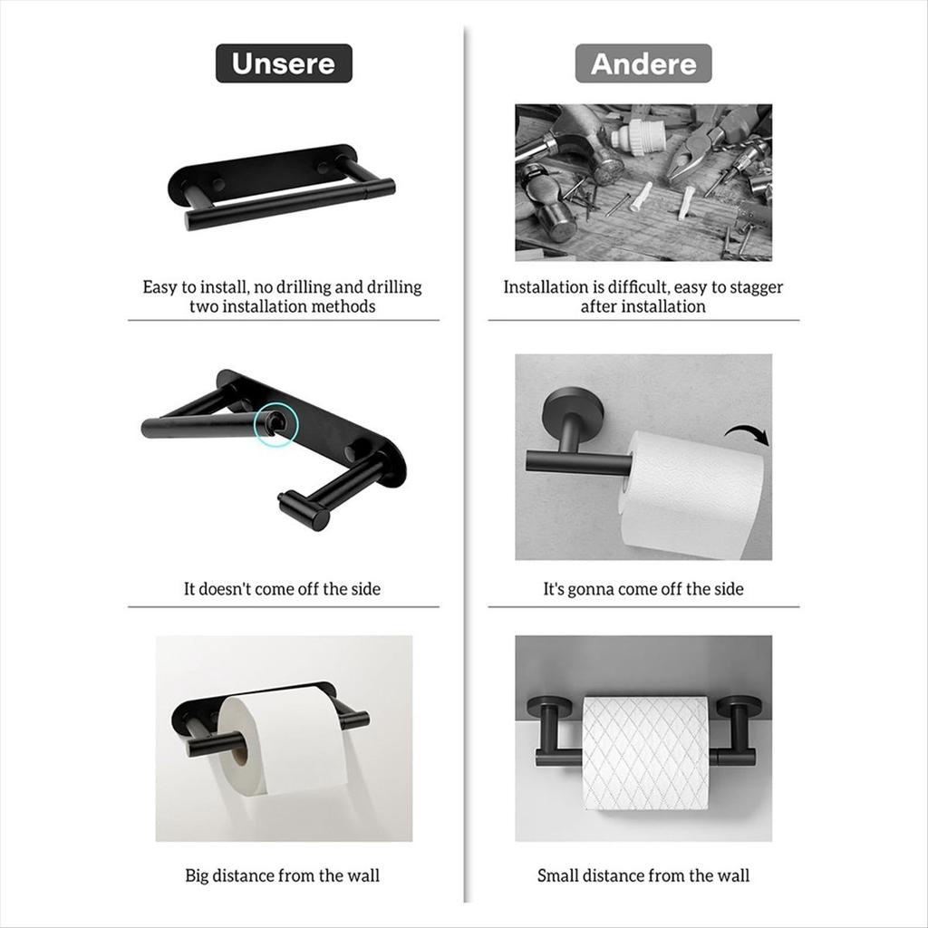2025+ Toilettenpapierhalter, Klebe-Toilettenpapierhalter Taschentuchhalter für Badezimmer Wandmontage oder Selbstklebend Edelstahl