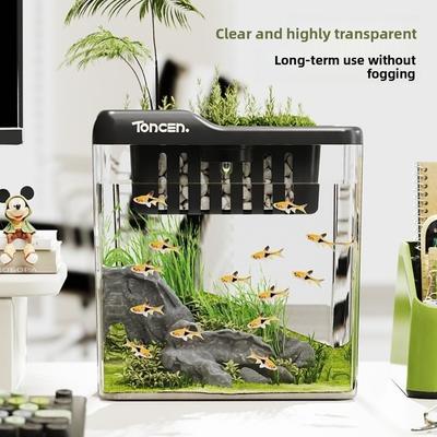 Neuer 2-in-1-Fischbehälter mit Deckel und Licht, transparentes Fisch-Aquarium, multifunktionaler PET-ABS-Hydrokultur-Tank, für den Heimgebrauch