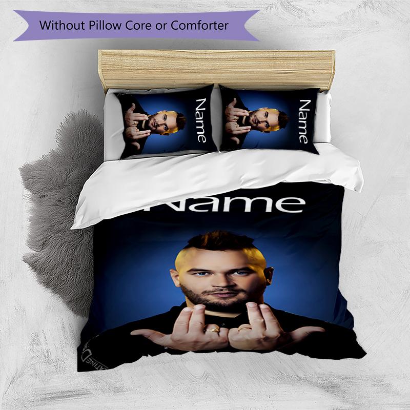 3pcs Custom Name Cartoon Jul rapper Bedding Set Duvet Cover Closure Includes 1 Duvet Cover & 2 Pillowcases for All Seasons Bedroom Decor