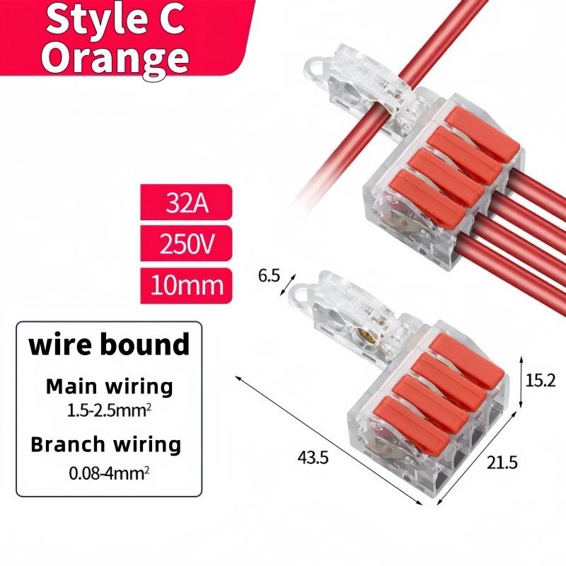T-Type Stripping Free Wiring Connector with Fixing Hole Quick Branch Splice Junction Box Lever Wire Connector Home Appliances