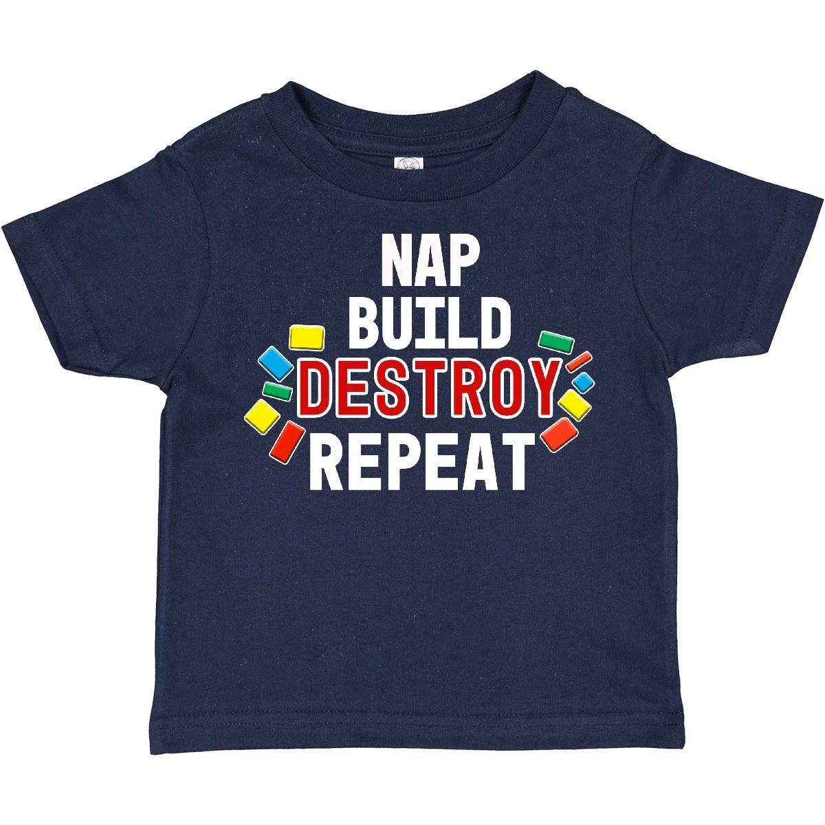 

Inktastic Nap Build Destroy Repeat With Colorful Building Blocks Toddler T-Shirt 150