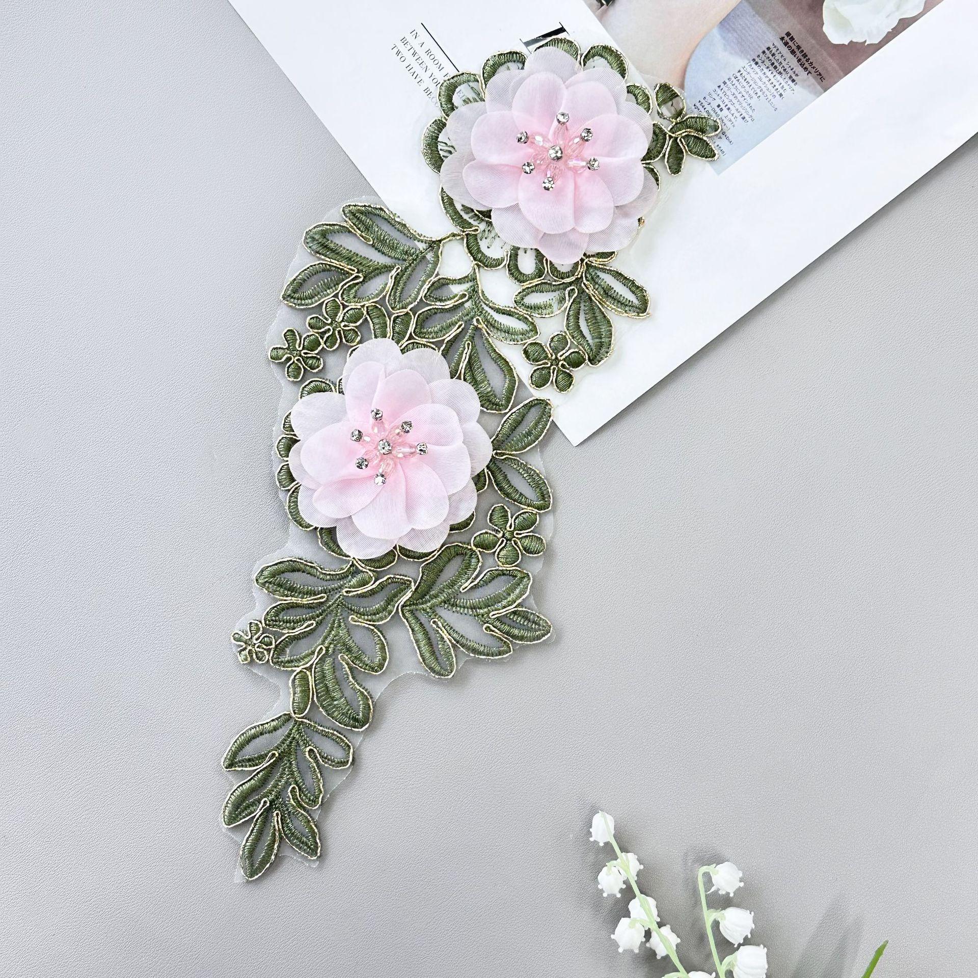 

Кружево Розовый Цветок Вышивка Аппликация Патч Ханфу Ципао Джинсовая Куртка Рубашка Кружевная Отделка Аксессуары H6021