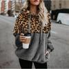 Women Leopard Patchwork Long Sleeve Sweatshirt Pullover Shirt Tops Blouse