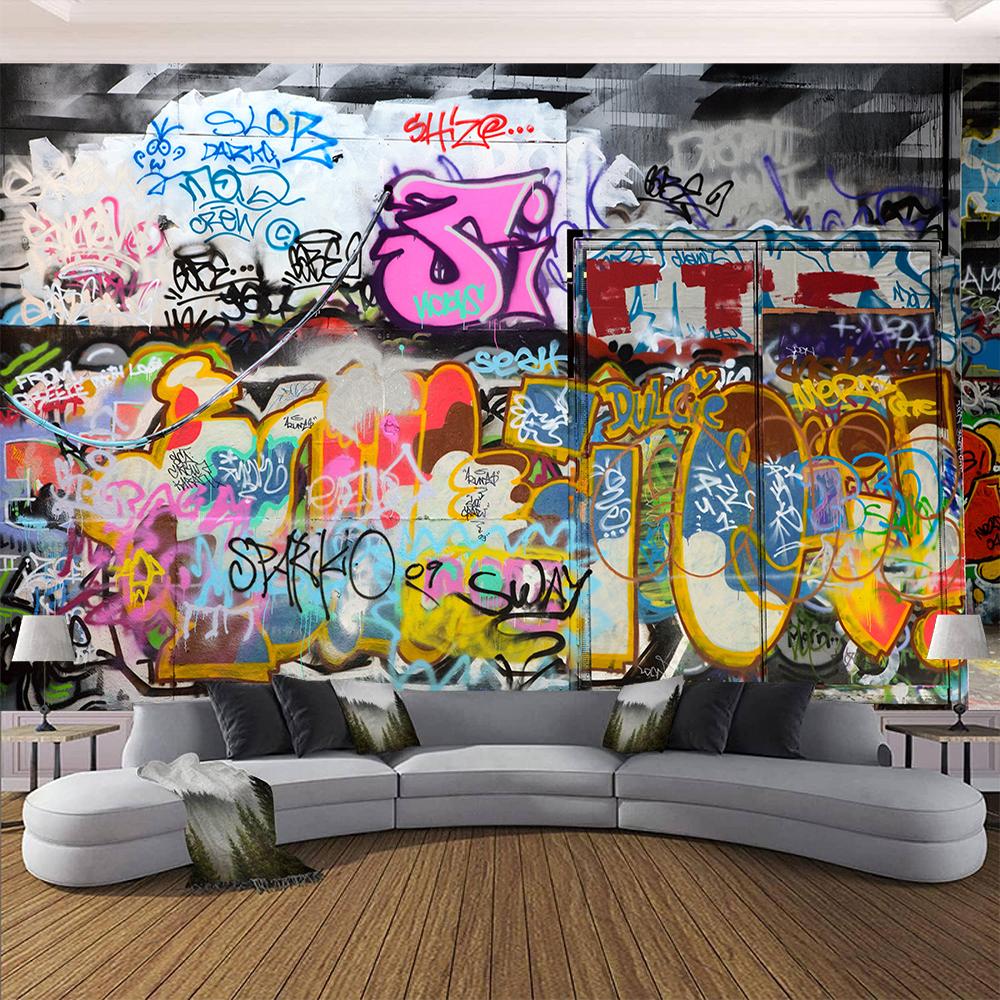 3d Graffiti Wall Mural Large Cartoon 3d Graffiti Wallpaper Suitable For Bedroom Living Room Cafe Bar Wall Mural