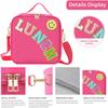 Adjustable Strap Insulated Lunch Bag, Nylon Lunch Box Insulated Bag, With Chenille Letter Patch Decor, For School Travel PicnicB