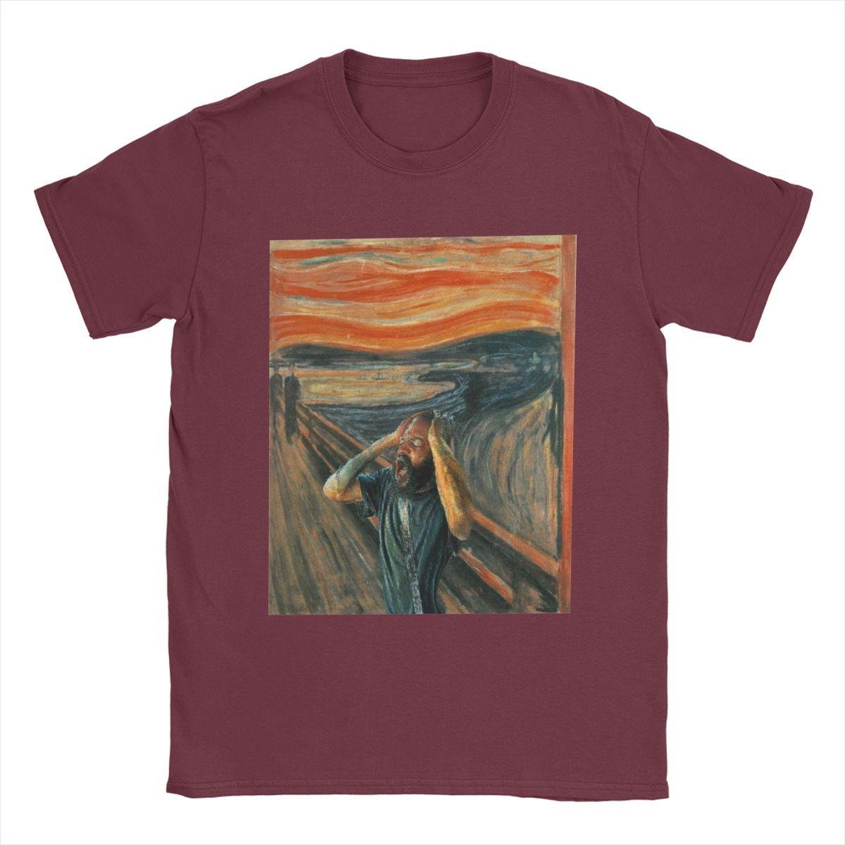 

Мужская футболка The Scream Death Grips Новинка Хлопковые футболки с коротким рукавом Футболка с круглым вырезом Топы с графическим принтом XXXXXL бордовый