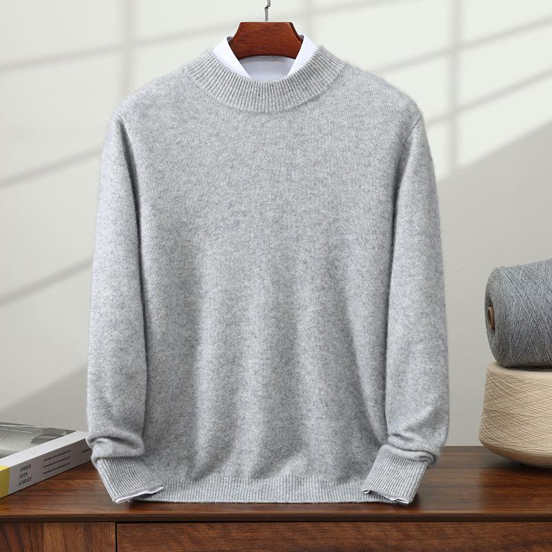 New cashmere sweater men's semi-turtleneck pullover thickened sweater loose and versatile solid color cashmere knitting