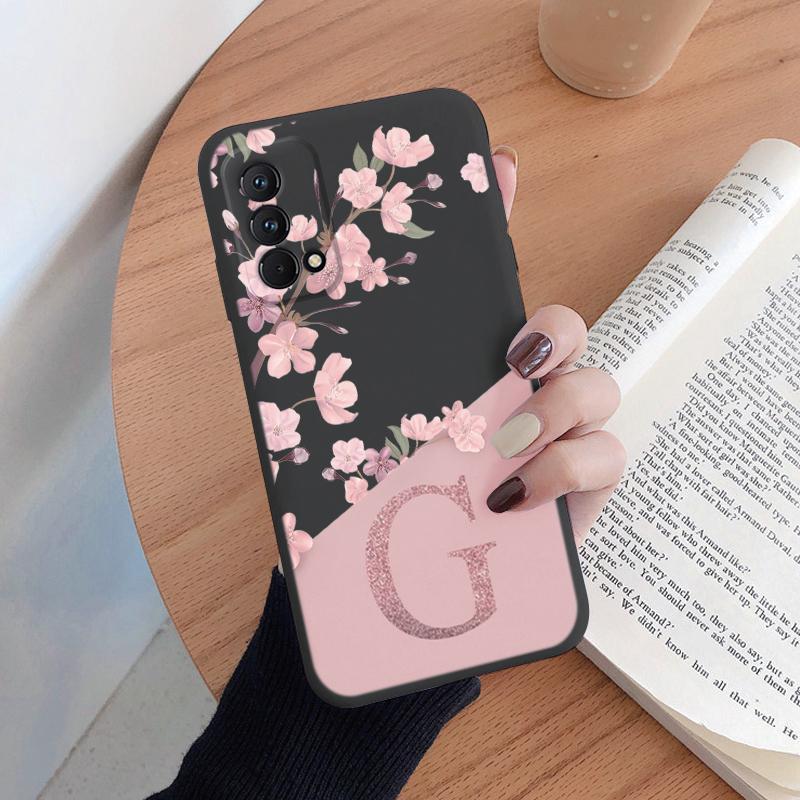 For Realme GT Master Edition Case Letter Soft TPU Cover Beautiful Flower Initial Alphabet Funda For Realme Q3 Pro Carnival Shell