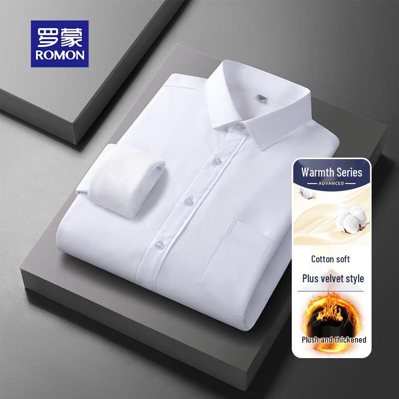 ROMON Men s Winter Fleece Lined Non-Iron Business Shirt 40