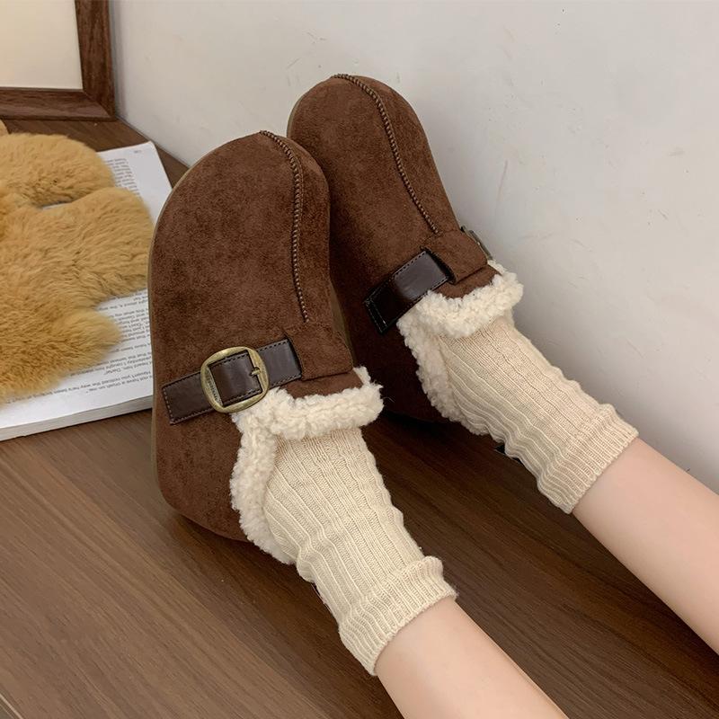 Women's thick-soled winter lightweight warm fur integrated plush snow boots non-slip wear-resistant casual sports cotton boots fur shoes