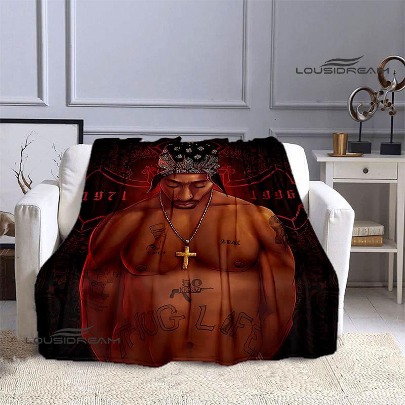 Hip-hop 2PAC Printed Blanket Picnic Blanket Warm Blankets Outdoor Blanket Home Bed Linings Blankets for Beds Birthday Gift