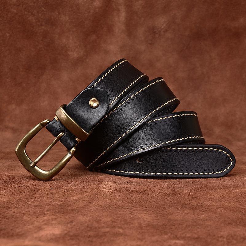 Pásek Pánská móda Trend Retro Snadné ladění První vrstva Hovězí kůže Kožená Spona Mládež Běžné džíny Pásek Pánské