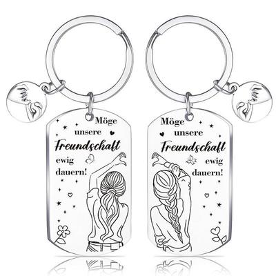 German Moge Unsere Freundschall Best Friend Sisters Friends Gift Stainless Steel Keychain Stainless Steel Keychain for Backpack Bag Pendant