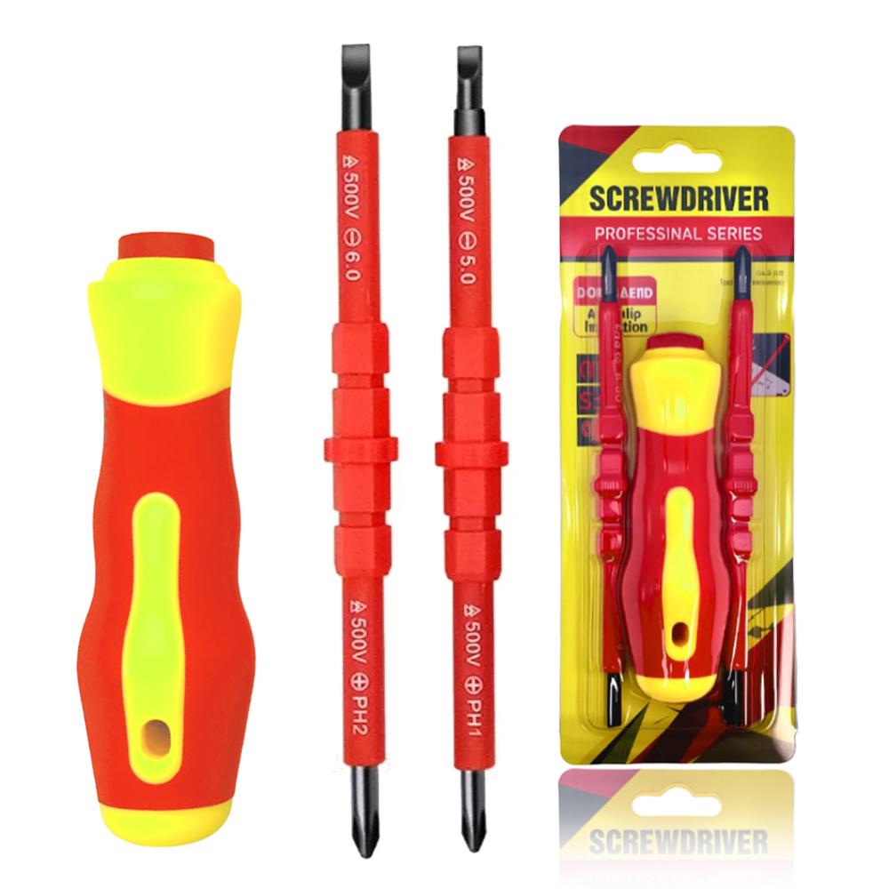 

Набор из 3 изолированных отверток 3 в 1 PH1 PH2 Шлицевые Крестовые биты Набор инструментов электрика для многоцелевого использования