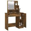 Makeup Table with LED Smoke Oak Finish 86.5 x 35 x 136 cm