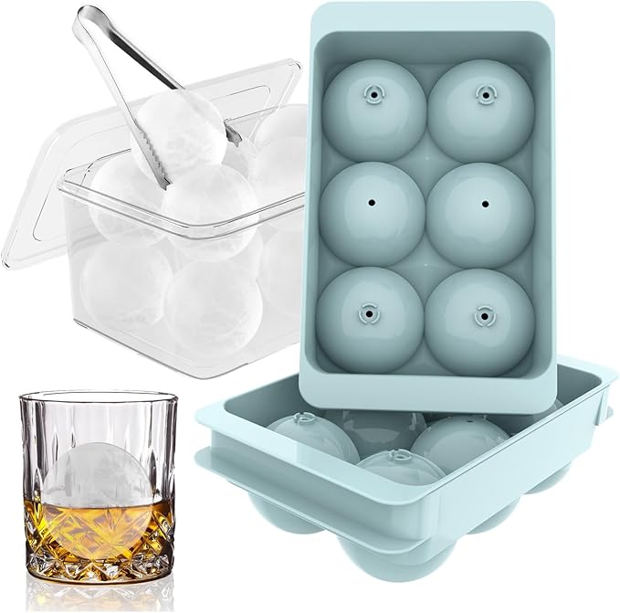 Large ice cube mold, round whiskey ice tray, for freezing - 6 compartments/2 pieces