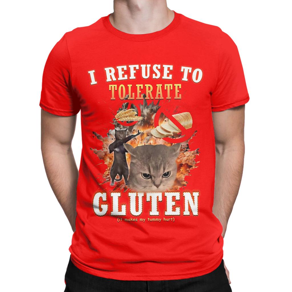 I Refuse To Tolerate Gluten Funny Meme Funny Graphic 100 Cotton TShirt Meme Tees Tops For Unisex