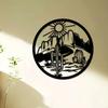 1pc Iron Cactus Sun Mountain Wall Art Desert Landscape Sculpture 11.81 Inch Indoor Outdoor Decor for Living Room Patio Balcony Office Farmhouse