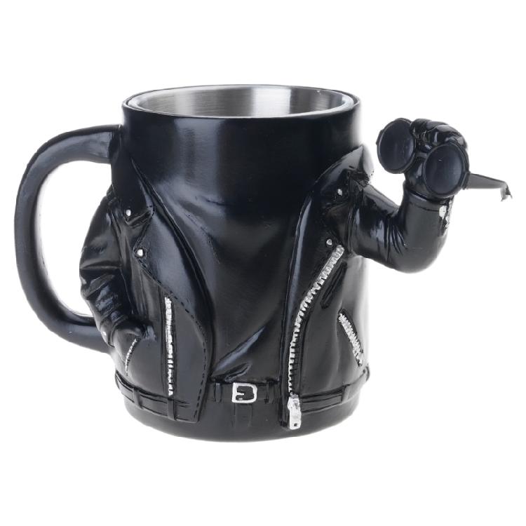 

Ergonomic Grip Resin Mug Motorcycle Jackets Designs Drinking Cup with Handle for Coffee and Beverages 1