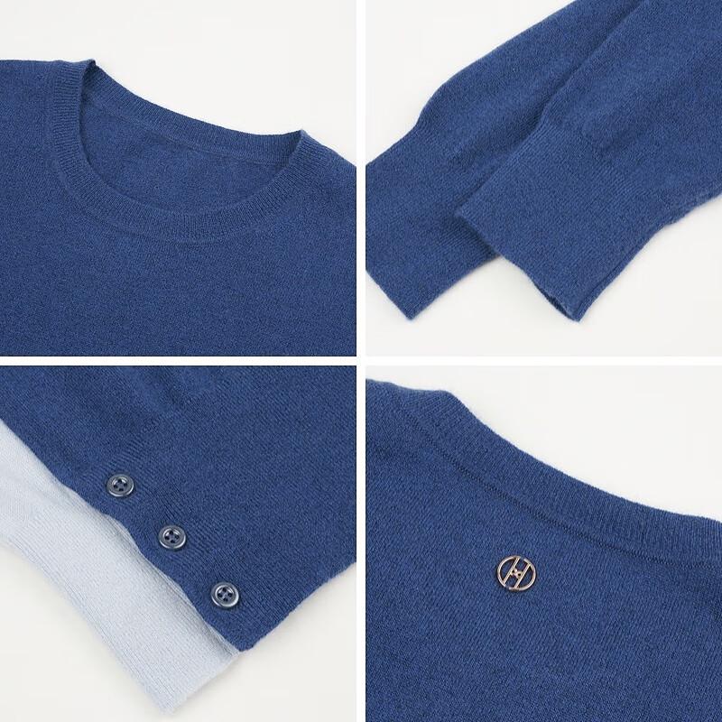 Heirmans Women's Low Round Neck Long Sleeve Cashmere Sweater