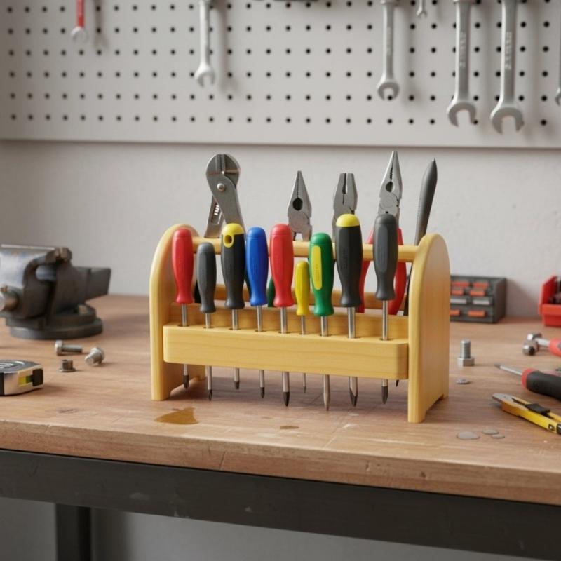 Natural Wood Eyewear Tool Organizers Sturdy Multi Layer Storage Shelf for Workshop and Office Accessories