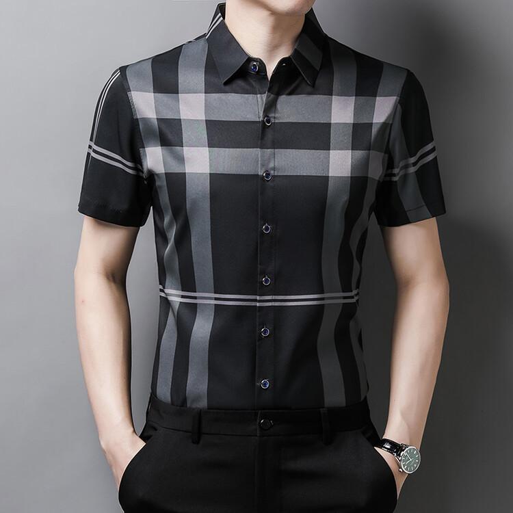 Herren Freizeit Hemd mit Aufdruck, kurzärmelig, mit Kragen, für Sommermode, Komfort, bügelfrei, knitterarm, Oberteil