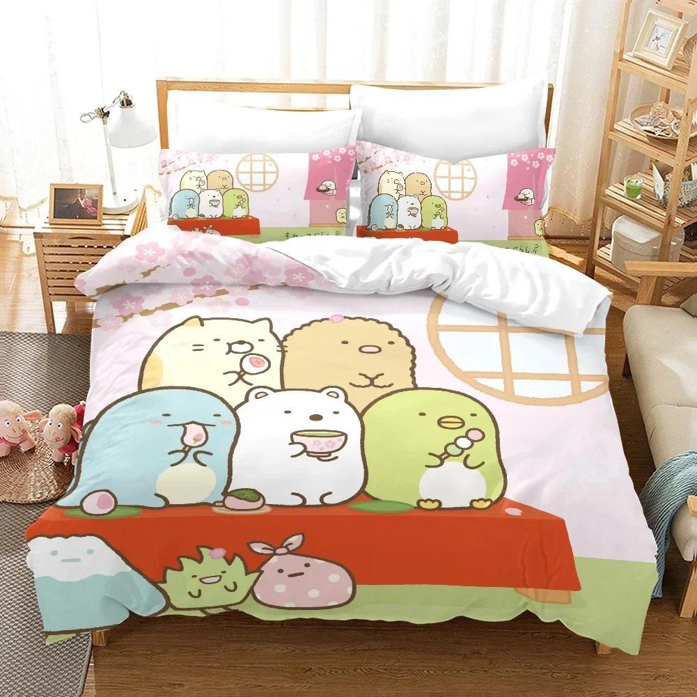 Anime Sumikko Gurashi Cartoon Bedding Set Duvet Cover Bed Set Quilt Cover Pillowcase Comforter King Queen Size Boys Adult