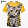 Cute Cat Pattern T-Shirt For Men Colorful Animal 3D Printed T Shirts Women Short-Sleeved Round Neck Tops Streetwear Kids Tees