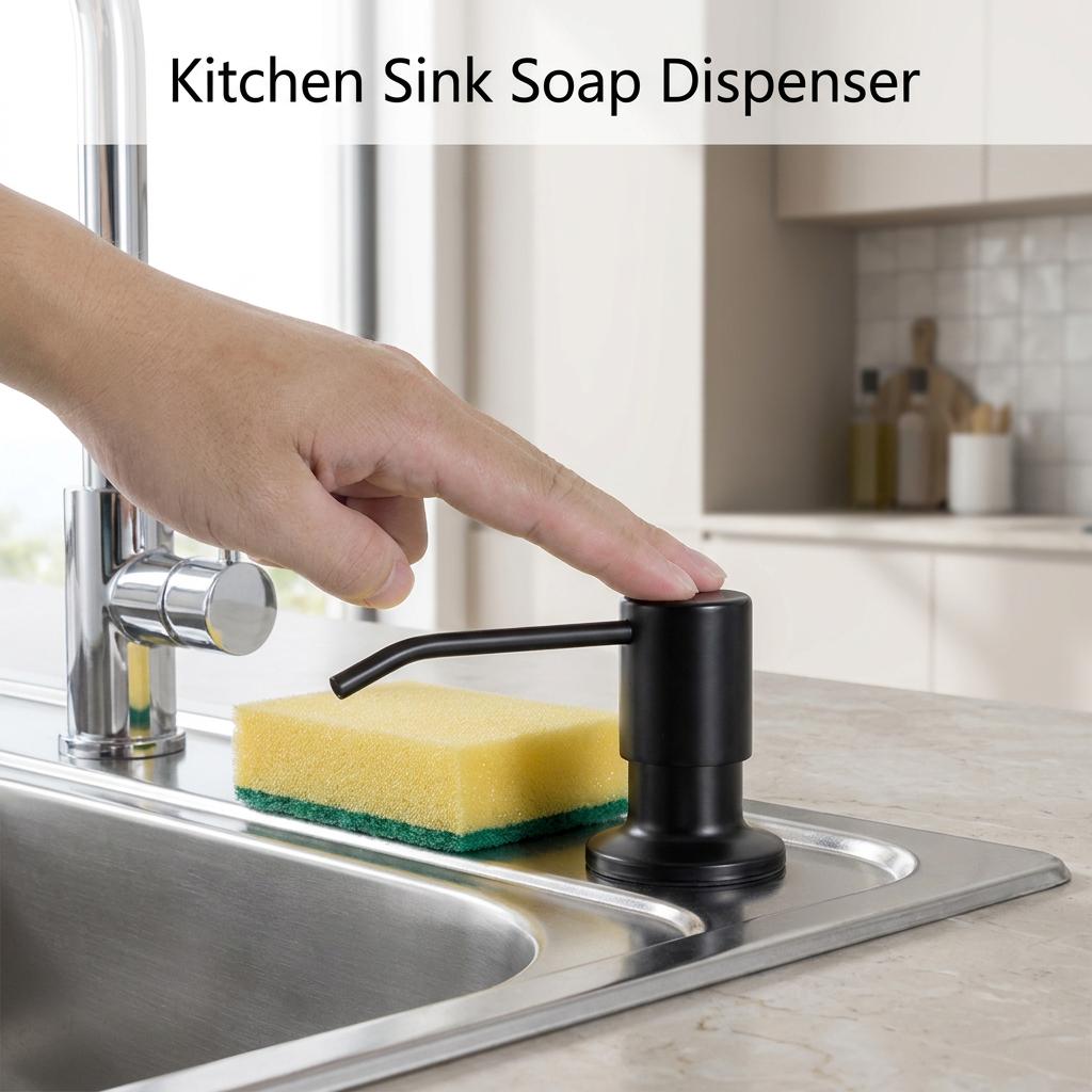 Custom 500ml Kitchen Manual Black Hand Dish Soap Dispenser Stainless Steel for Kitchen Sink Factory in China